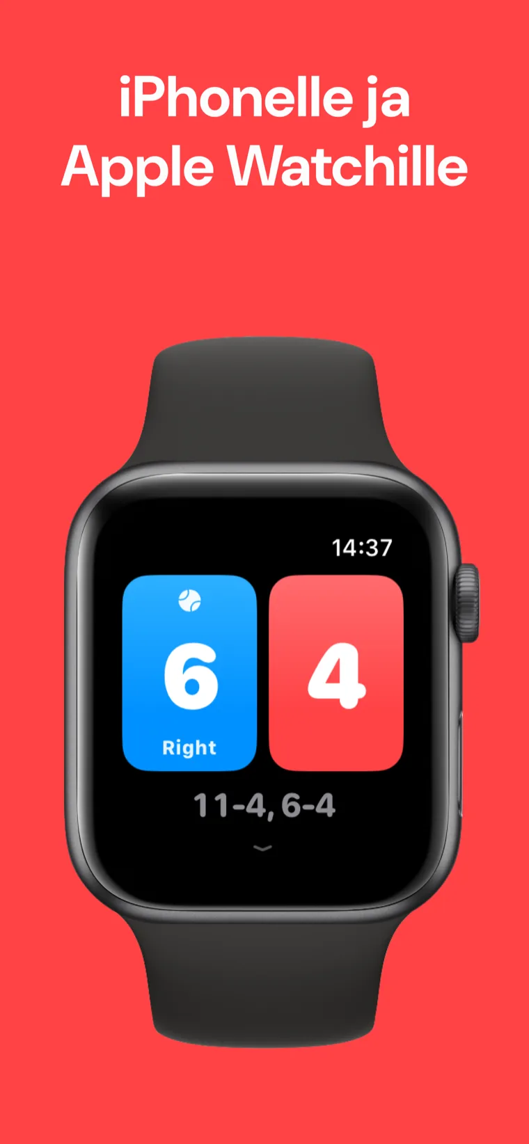 iPhonelle ja Apple Watchille — Squash Pisteet iPhonella ja Apple Watchilla pitämässä pistelukua rinnakkain