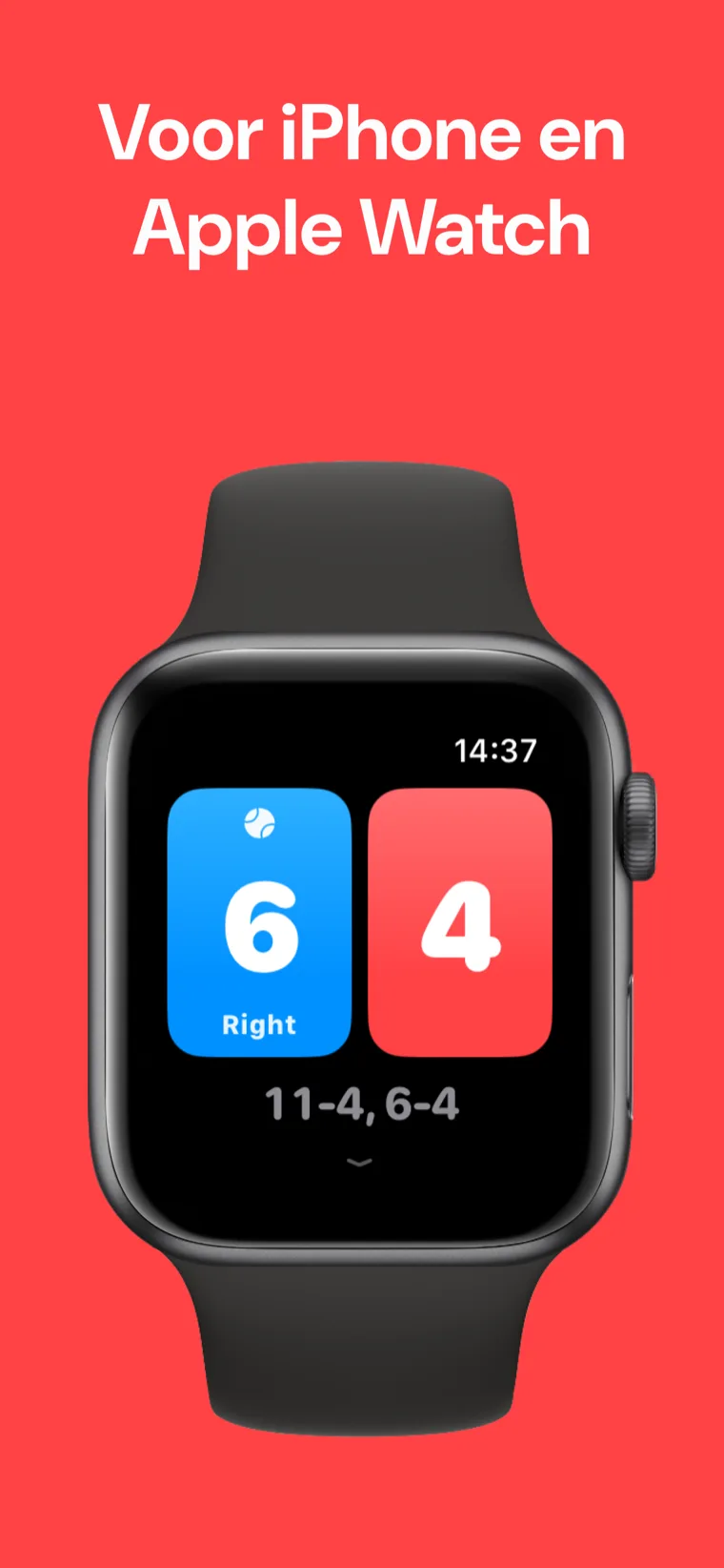 Voor iPhone en Apple Watch — Squash Scoreboard op iPhone en Apple Watch die de score naast elkaar bijhouden