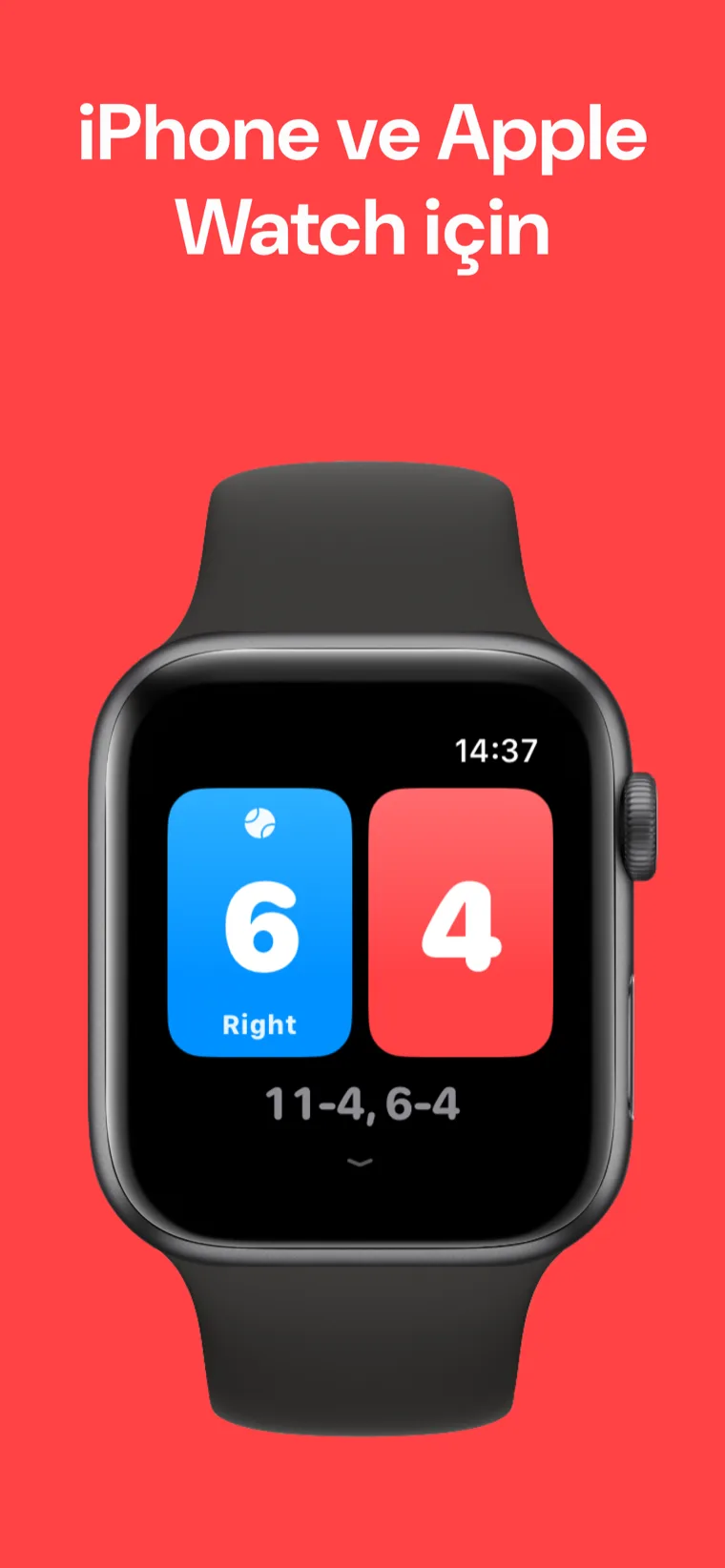 iPhone ve Apple Watch için — iPhone ve Apple Watch'ta yan yana skor tutan Squash Skor